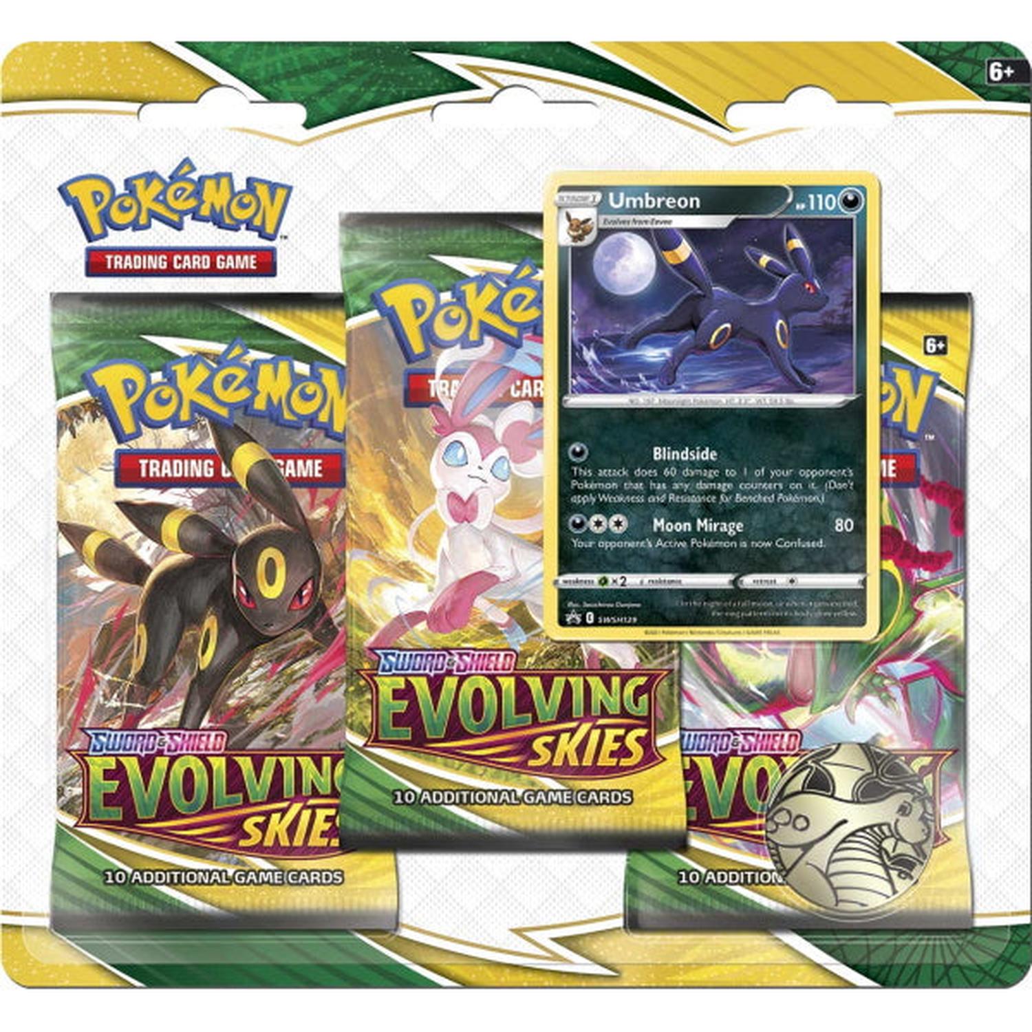Pokemon TCG: Sword & Shield - Evolving Skies 3 Booster Packs - Umbreon Promo Card & Coin Card Game Pokemon   