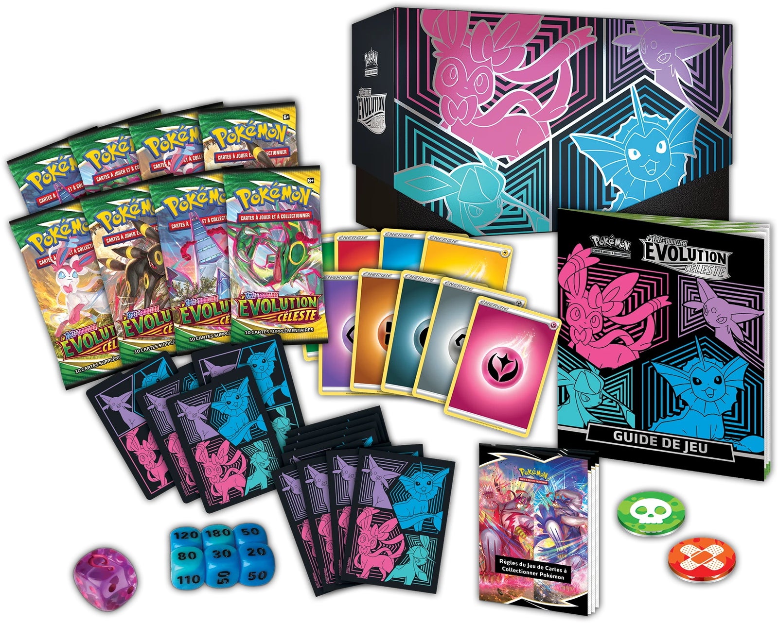 Pokemon TCG: Sword & Shield - Evolving Skies Elite Trainer Box - Vaporeon, Espeon, Glaceon & Sylveon Card Game Pokemon   