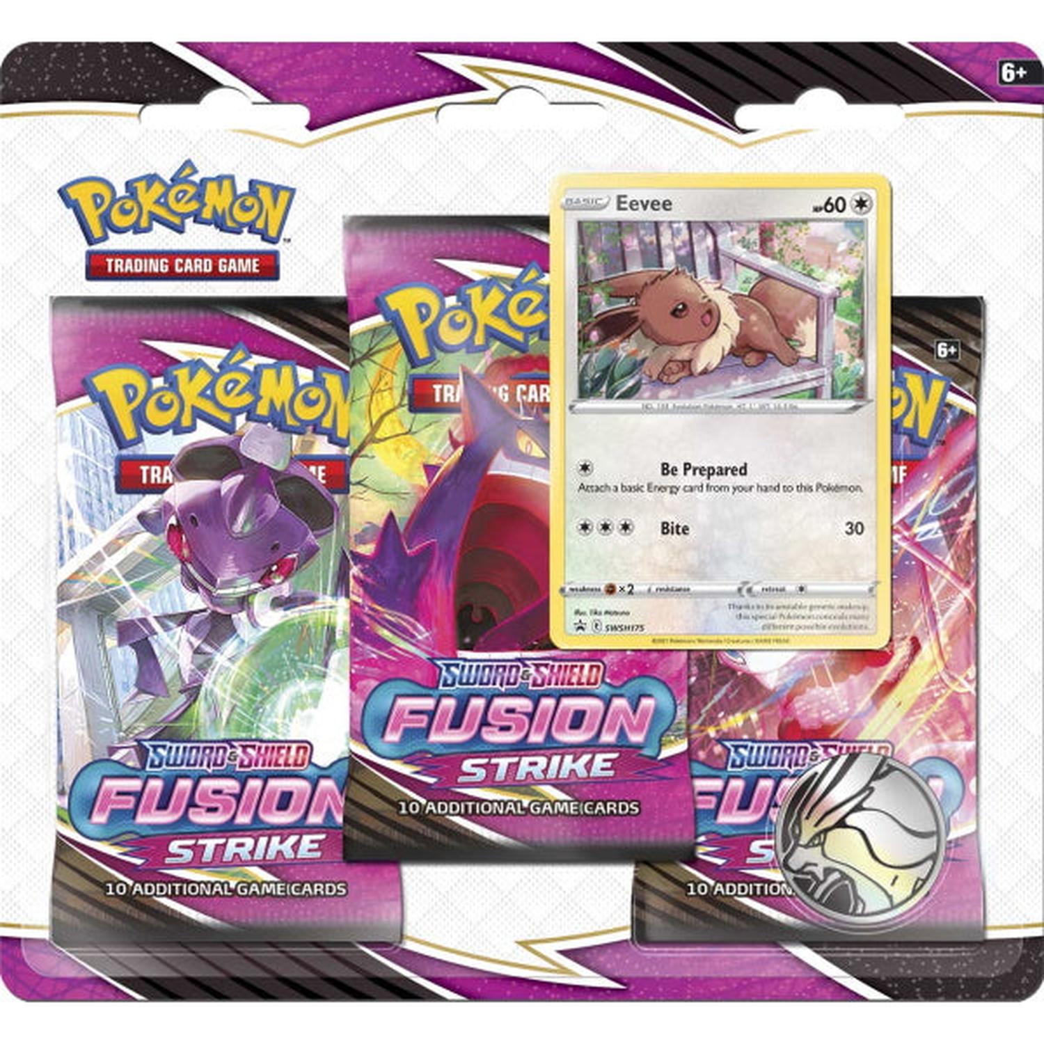 Pokemon TCG: Sword & Shield - Fusion Strike 3 Booster Packs - Coin & Eevee Promo Card Card Game Pokemon   