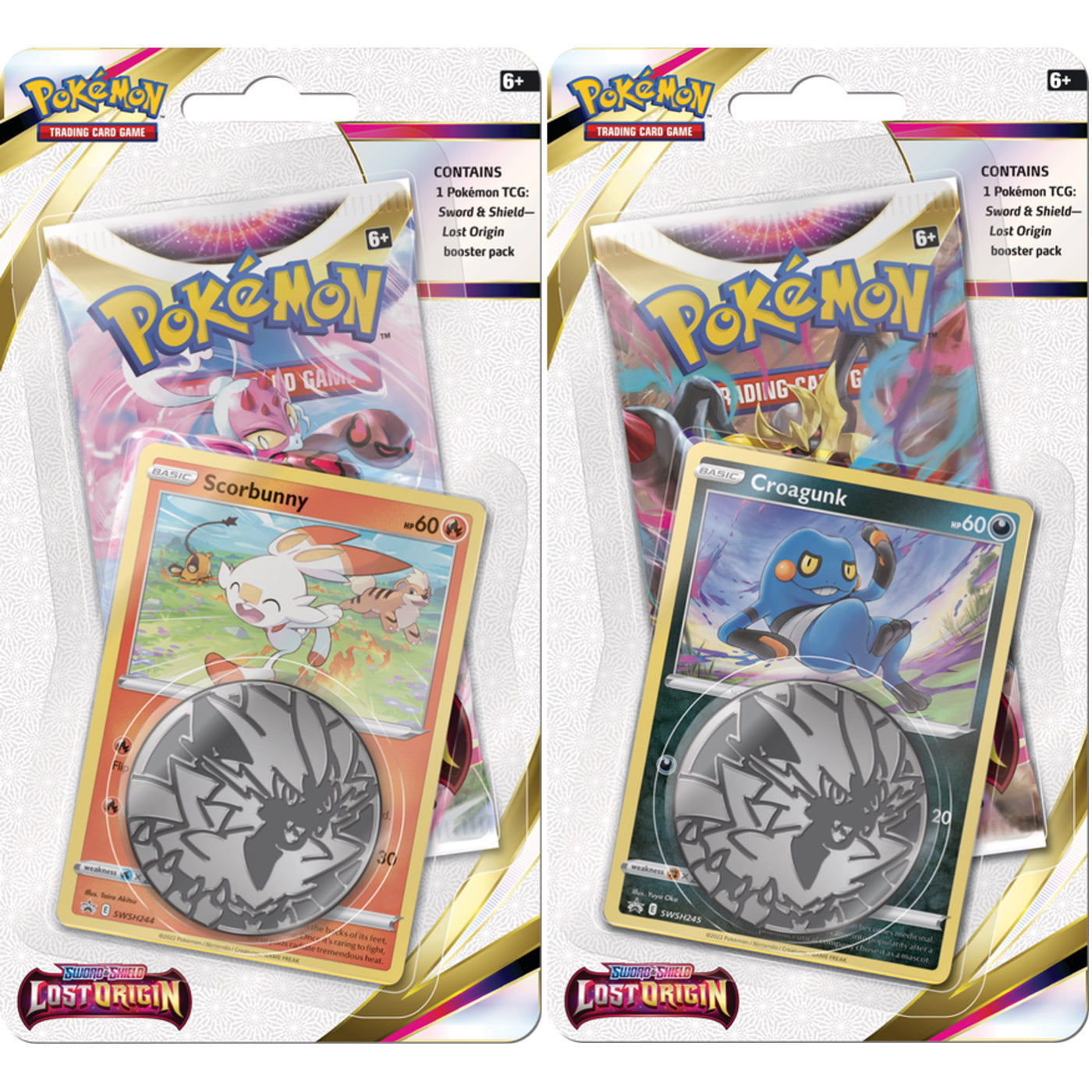 Pokemon TCG: Sword & Shield - Lost Origins Checklane Blister Pack - Croagunk and Scorbunny Card Game Pokemon