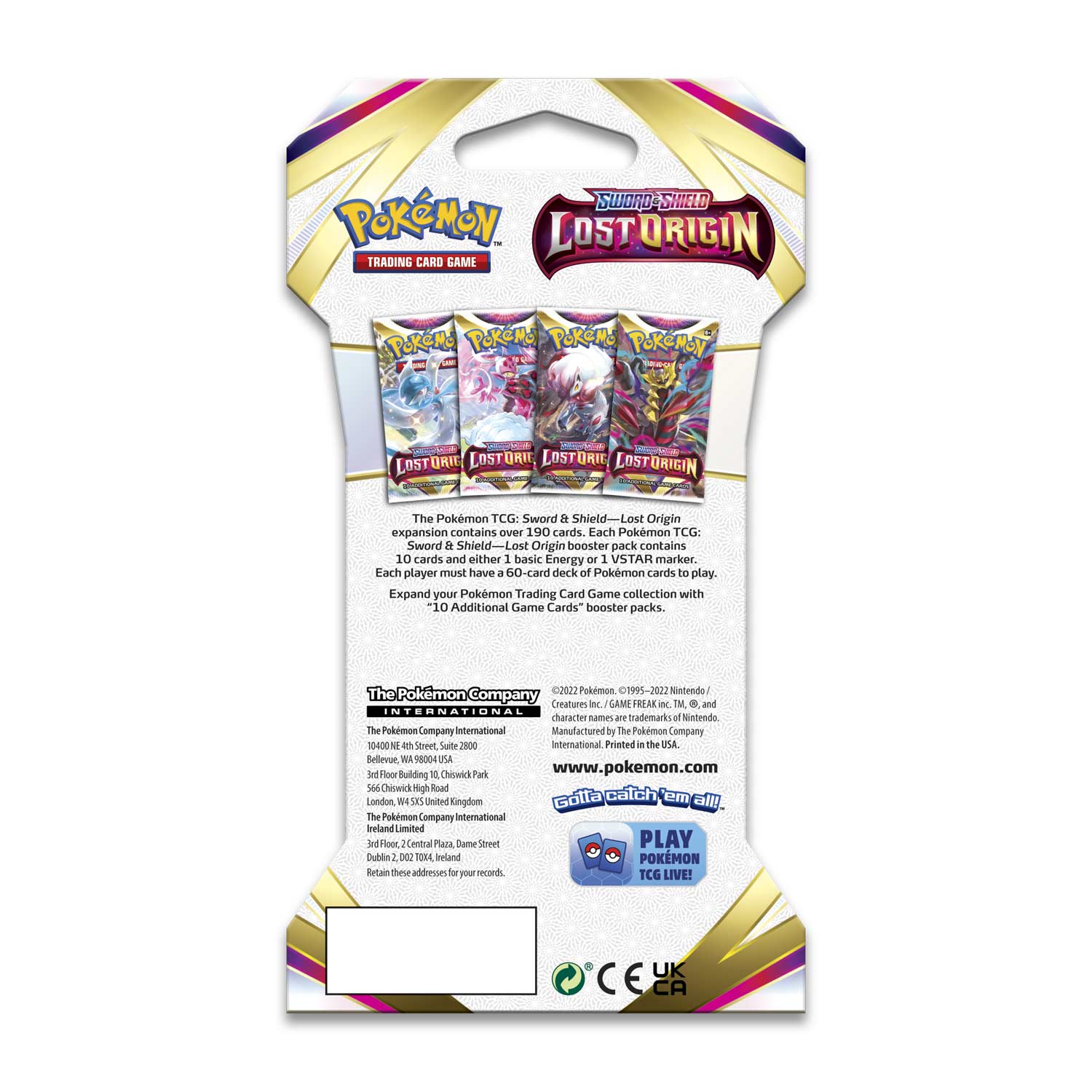 Pokemon TCG: Sword & Shield - Lost Origin Sleeved Booster Pack Card Game Pokemon   