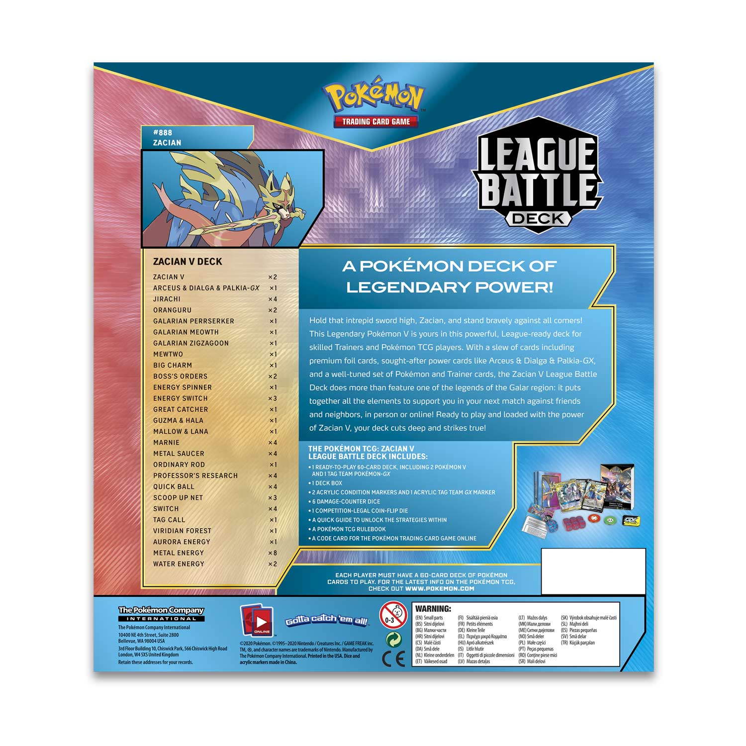 Pokemon TCG: Zacian V League Battle Deck Card Game Nintendo   