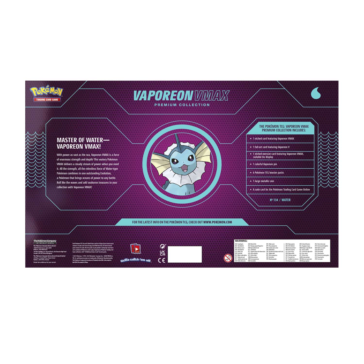 Pokemon TCG: Eevee Evolutions Vaporeon VMAX Premium Collection Card Game Pokemon   