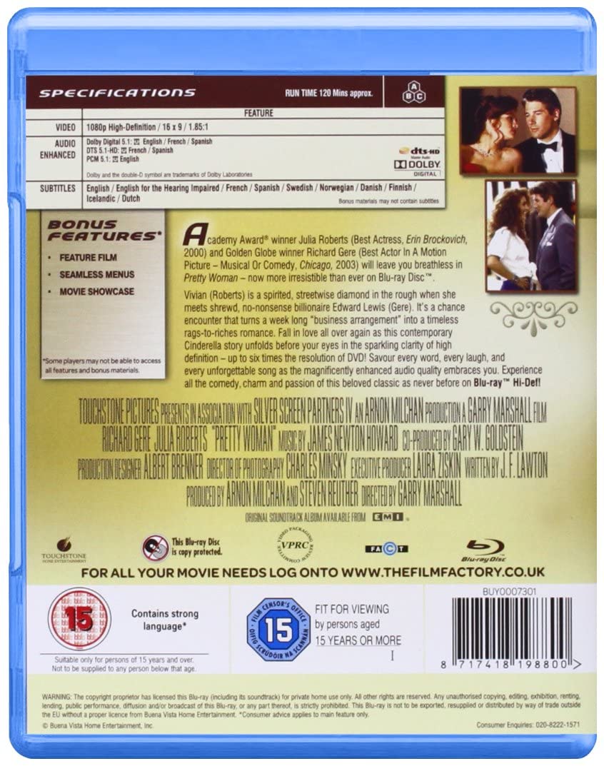 Pretty Woman [Blu-ray] DVDs & Blu-Rays Touchstone Home Entertainment   