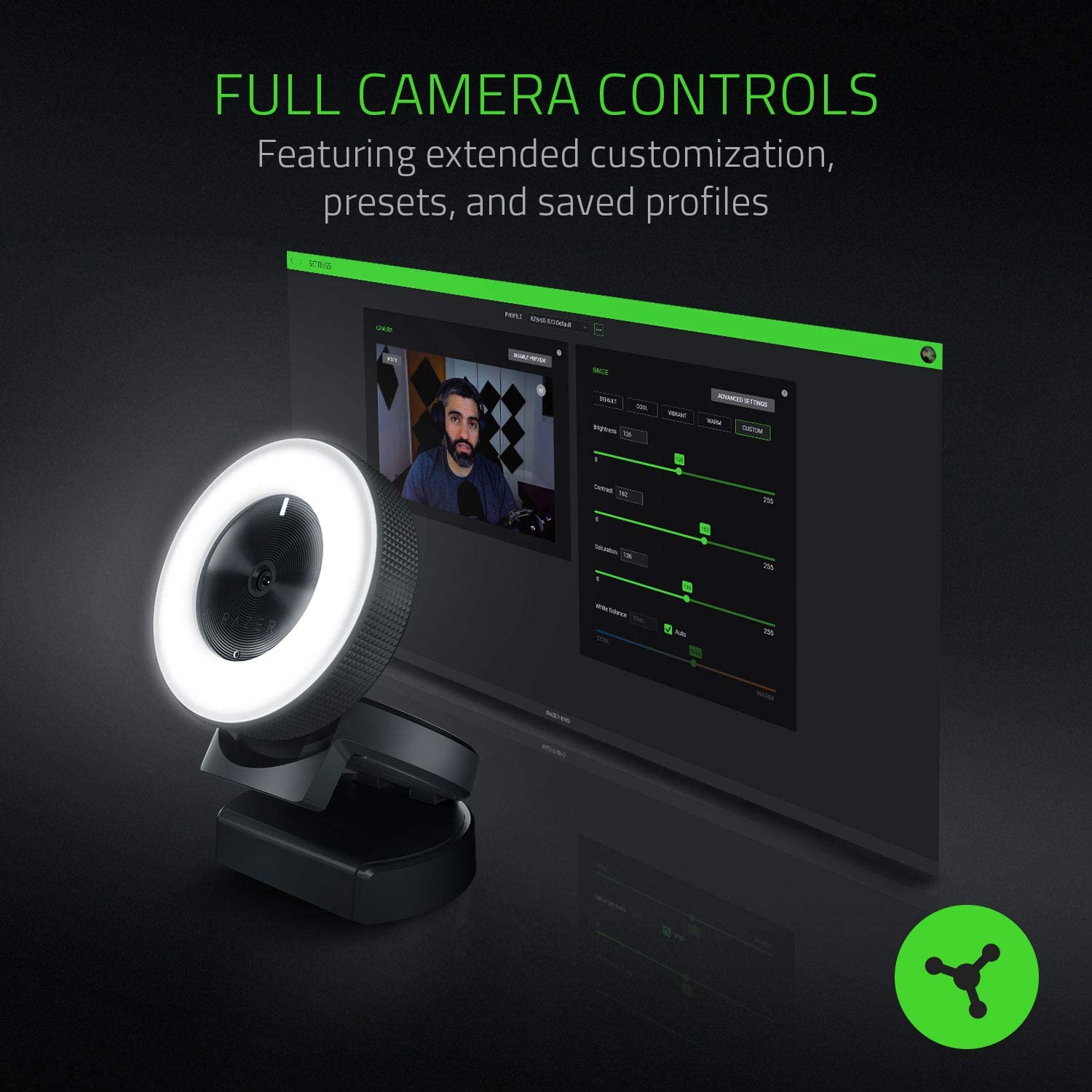 Razer Kiyo Webcam w/ Built-In Ring Light [Electronics] Electronics Razer   