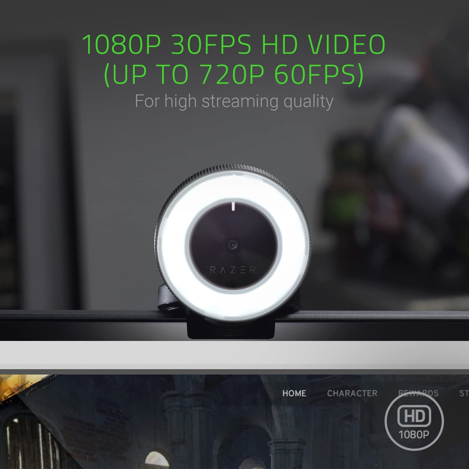 Razer Kiyo Webcam w/ Built-In Ring Light [Electronics] Electronics Razer   