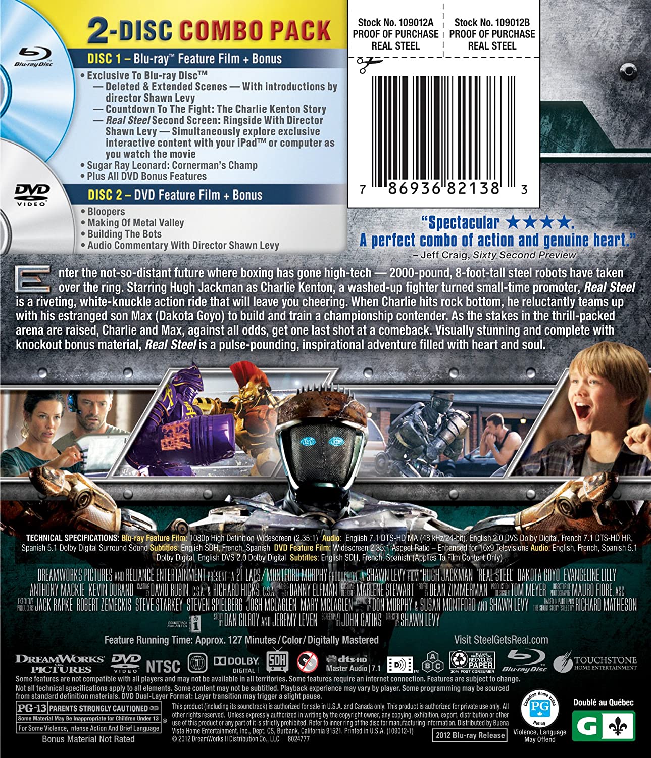 Real Steel [Blu-ray + DVD] DVDs & Blu-Rays Touchstone Home Entertainment   