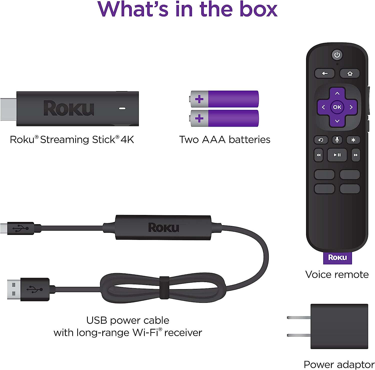 Roku Streaming Stick 4K - Streaming Device 4K/HDR/Dolby Vision with Roku Voice Remote and TV Controls - 3820R [Electronics] Electronics Roku   