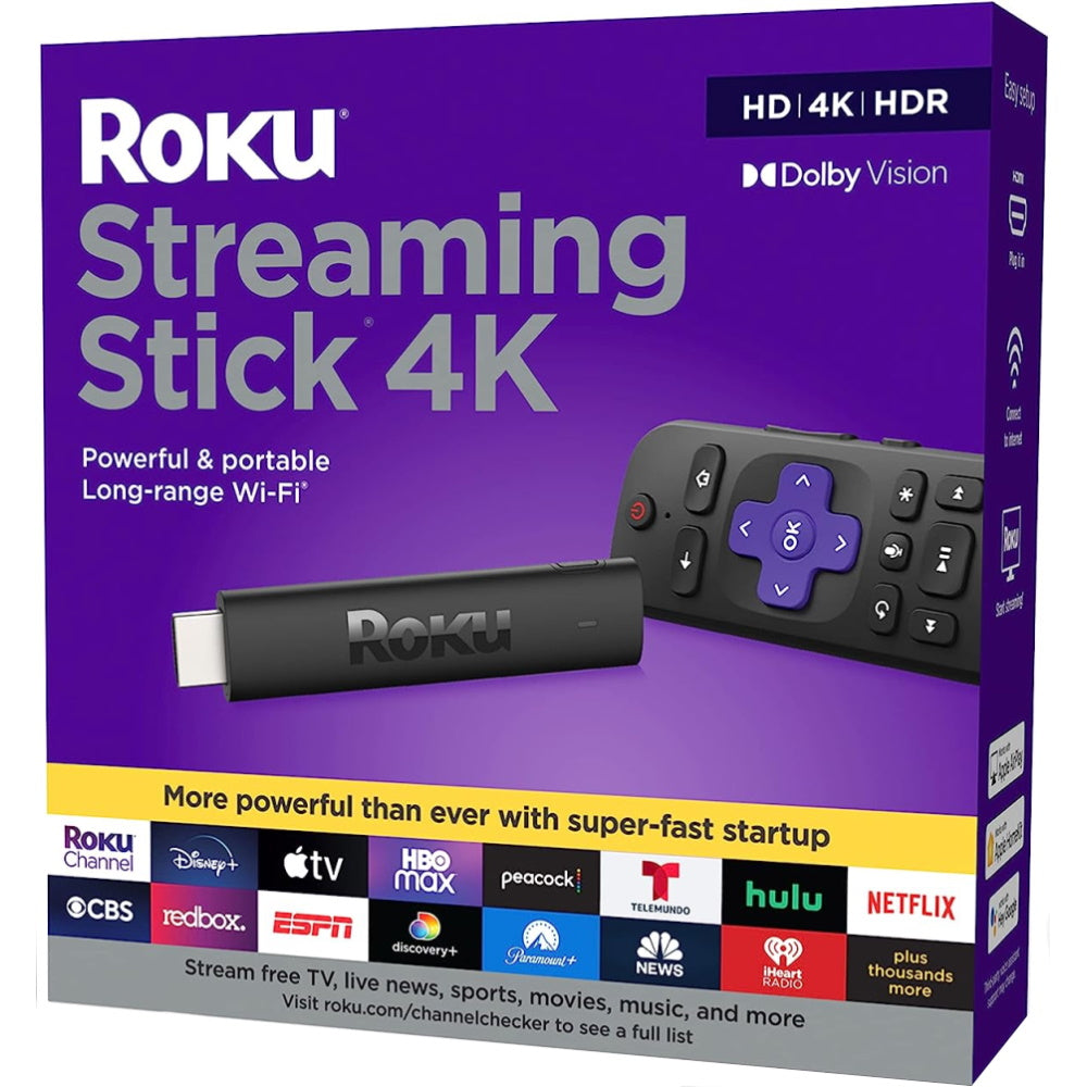Roku Streaming Stick 4K - Streaming Device 4K/HDR/Dolby Vision with Roku Voice Remote and TV Controls - 3820R [Electronics] Electronics Roku   