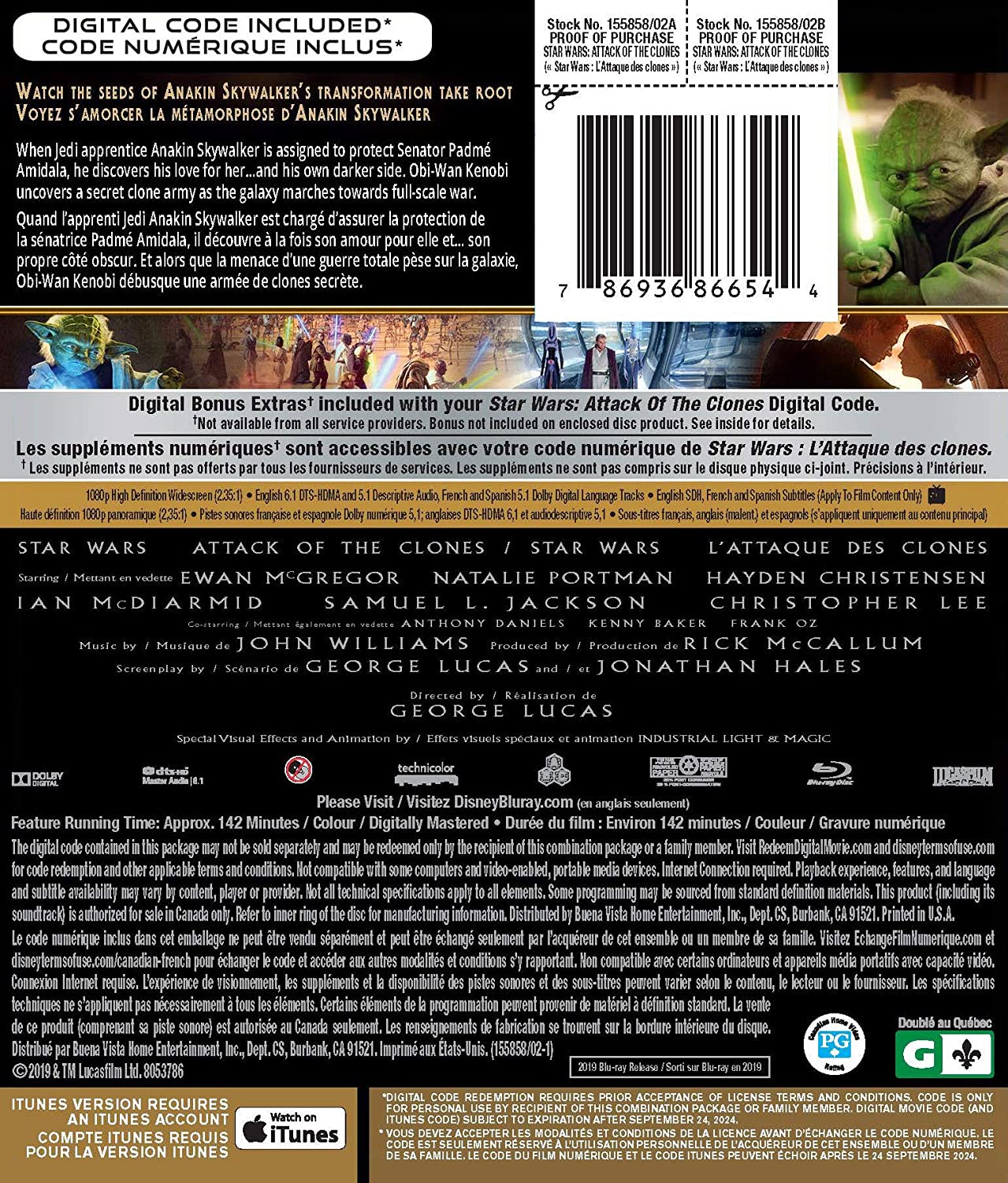 Star Wars: Episode II - Attack of the Clones [Blu-ray + Digital] DVDs & Blu-Rays Disney   
