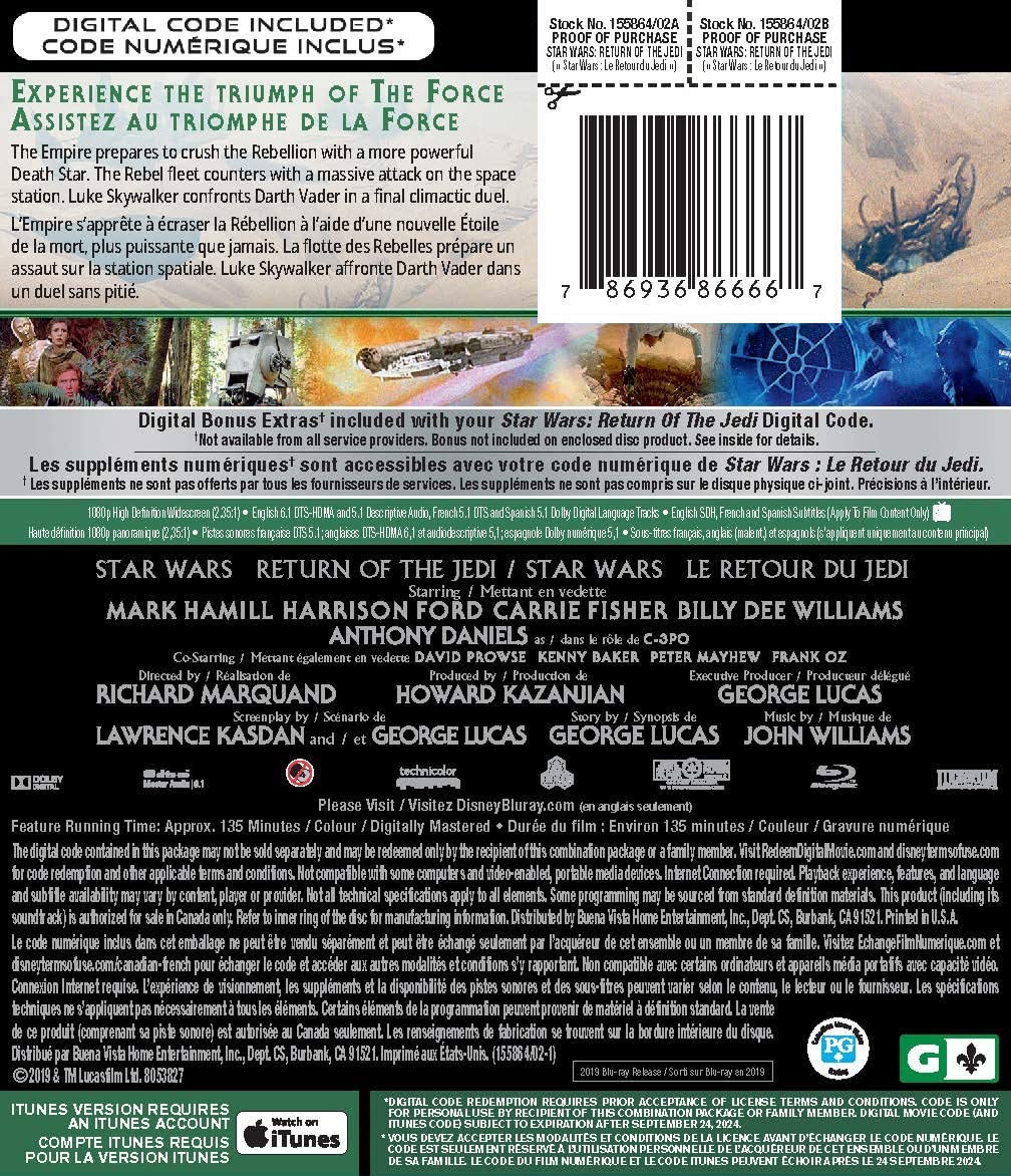 Star Wars: Episode VI - Return of the Jedi [Blu-ray + Digital] DVDs & Blu-Rays Disney   