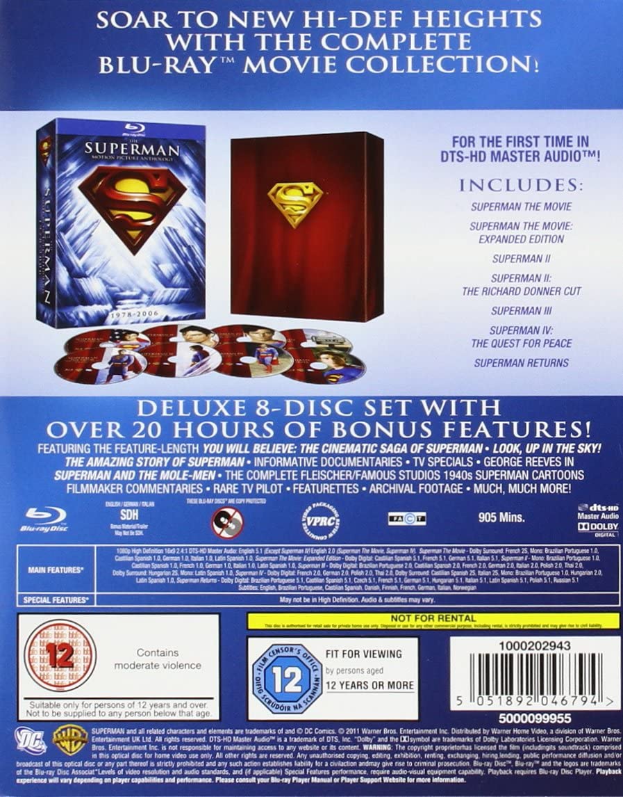 The Superman: Motion Picture Anthology [Blu-Ray Box Set] DVDs & Blu-Rays Warner Bros.   