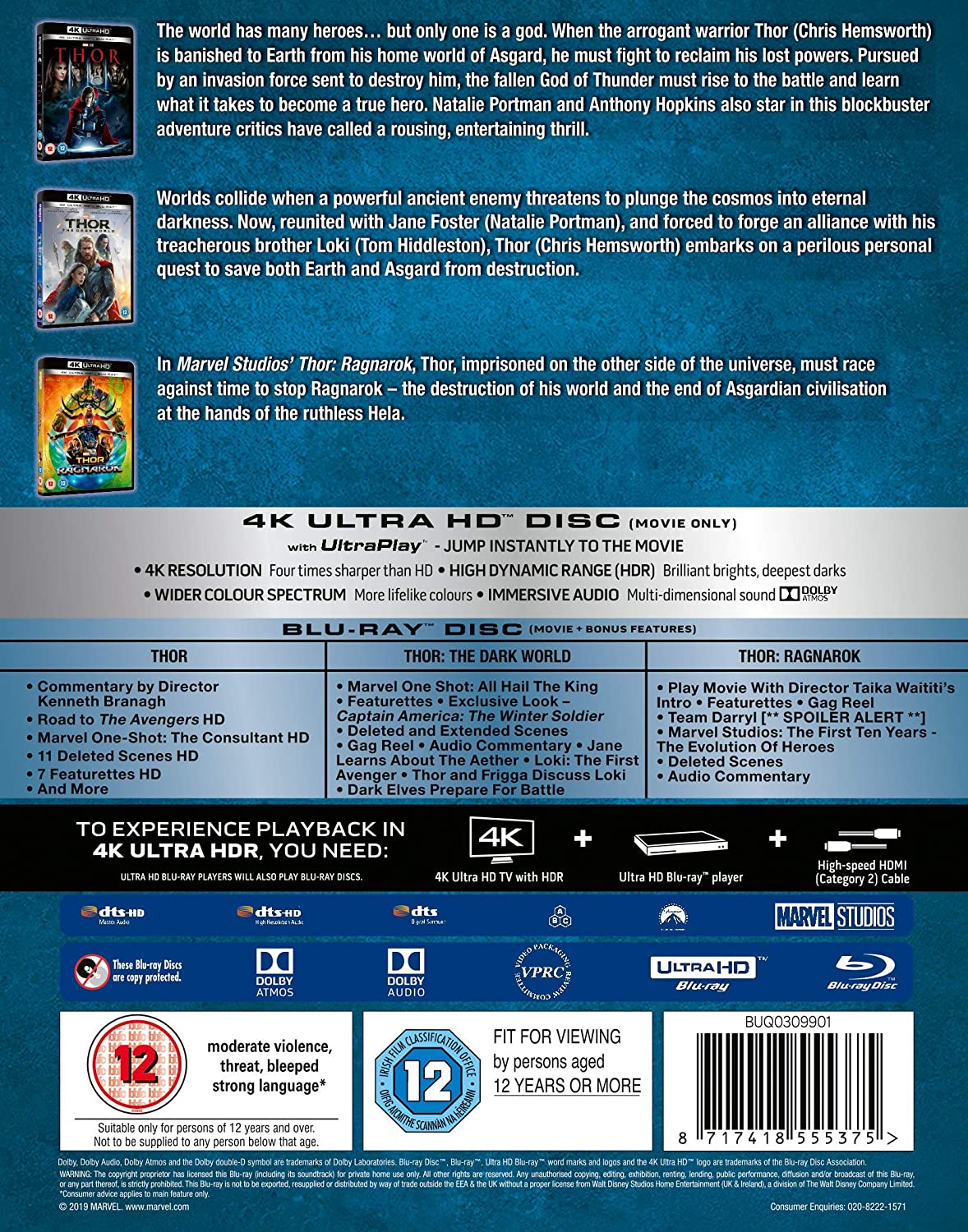 Marvel's Thor: 3-Movie Collection - 4K [Blu-ray + 4K UHD Box Set] DVDs & Blu-Rays Marvel Studios   