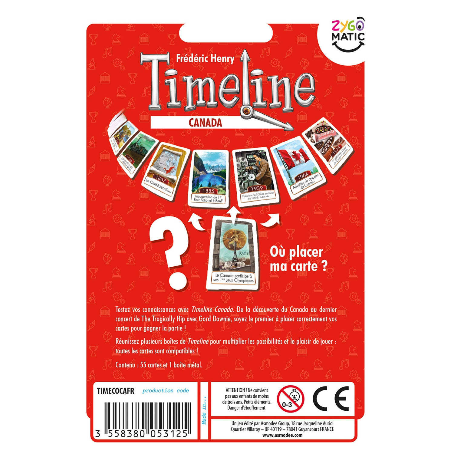 Timeline: Canada Card Game Asmodee   