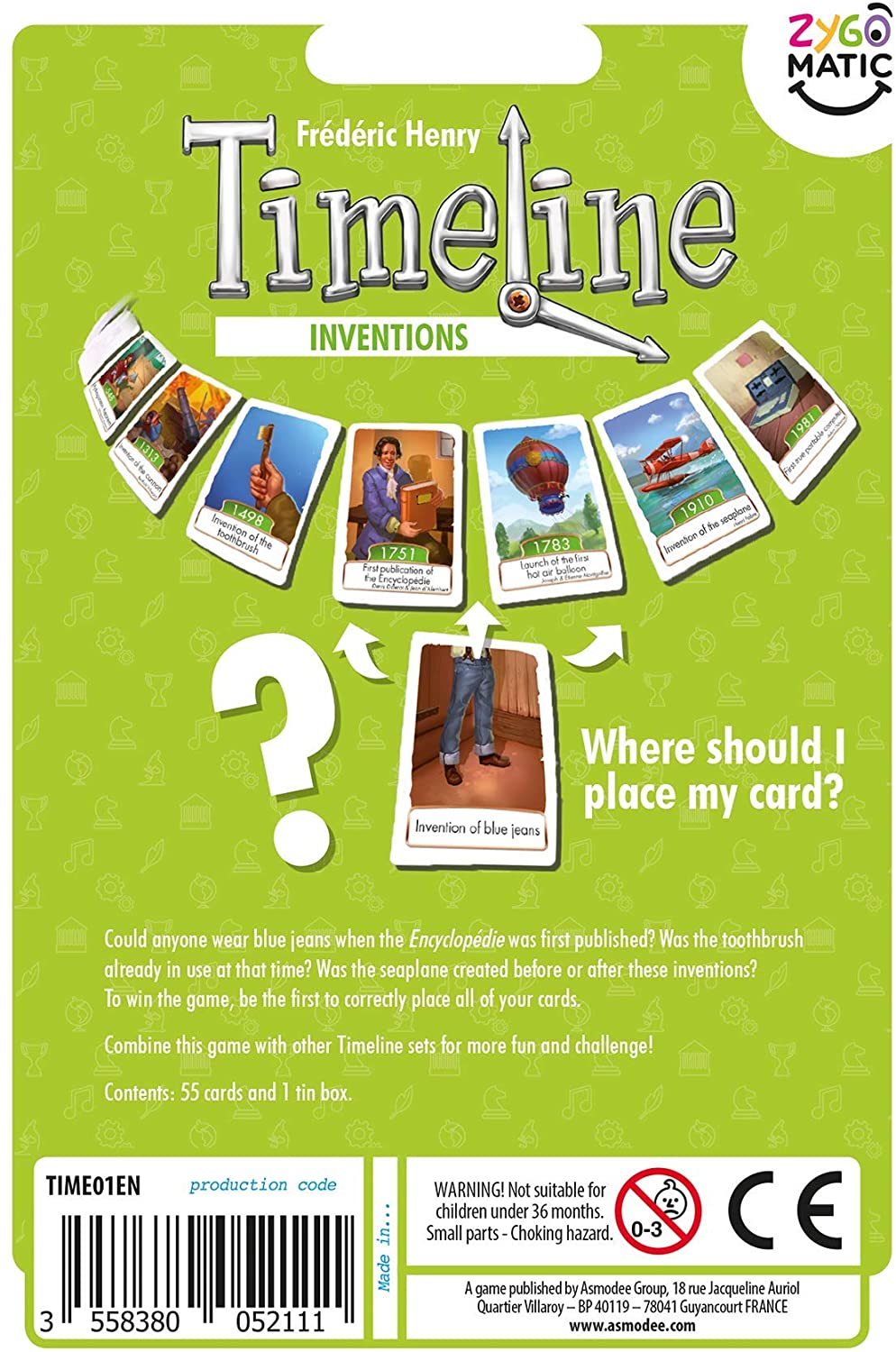 Timeline: Inventions Card Game Asmodee   
