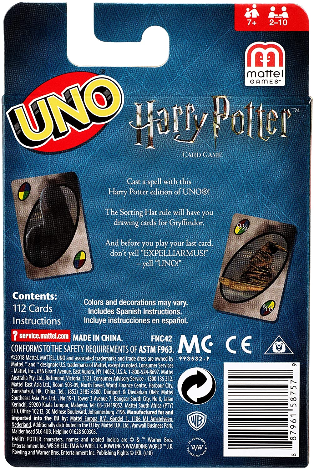 Uno: Harry Potter Edition Card Game Mattel   