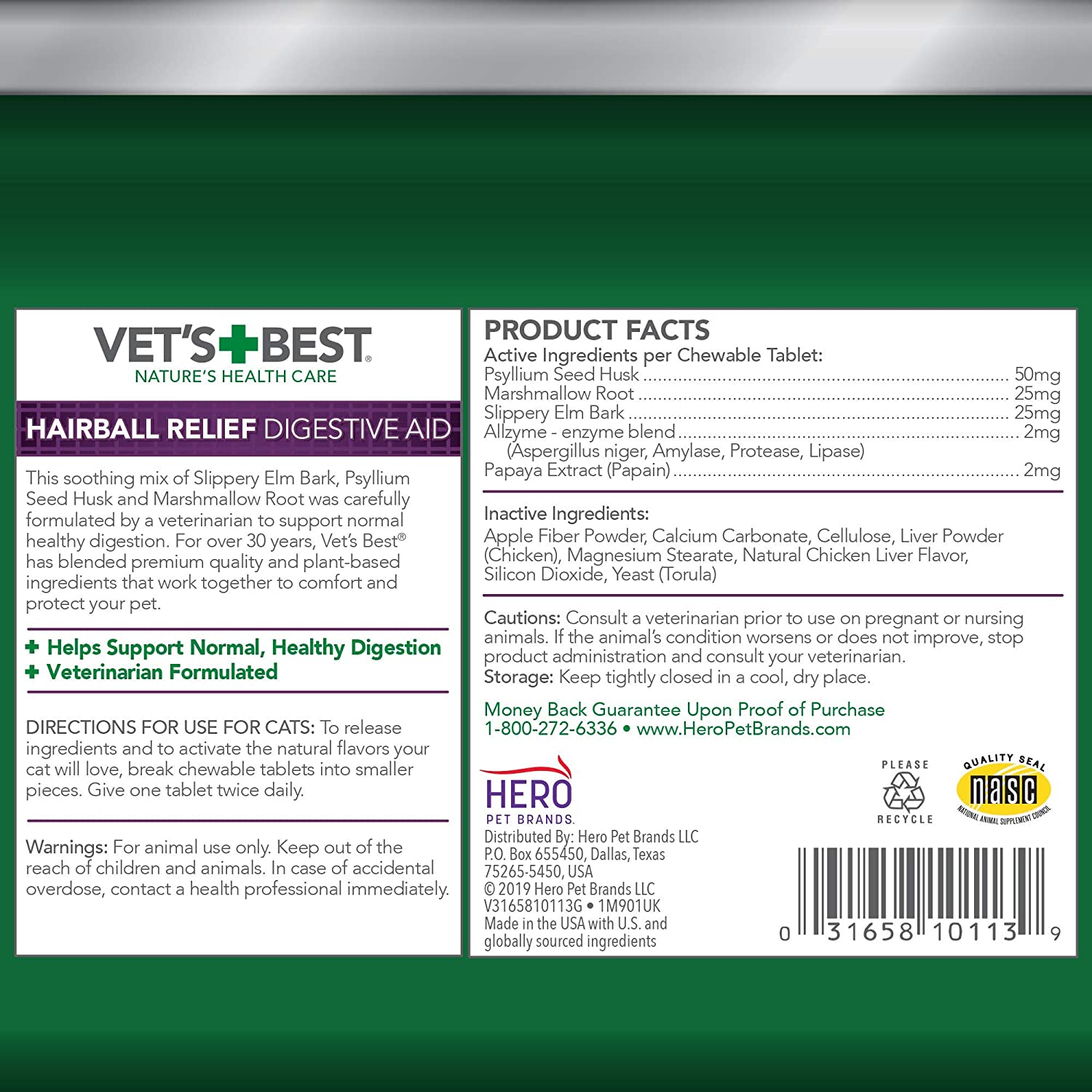 Vet's Best Hairball Relief Digestive Aid - 60 Chewable Tablets [Pet Care] House & Home Vet's Best   