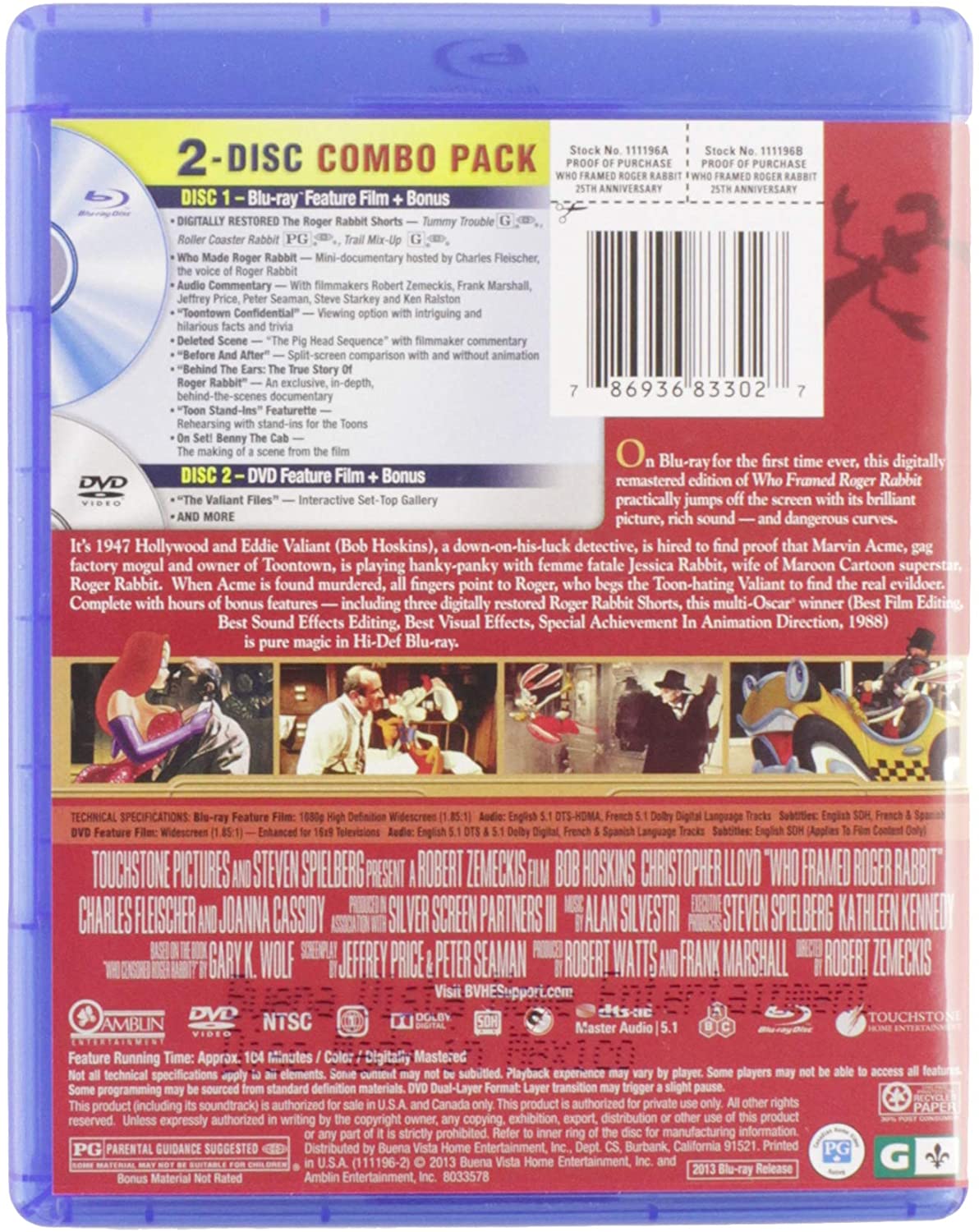 Who Framed Roger Rabbit: 25th Anniversary Edition [Blu-ray + DVD] DVDs & Blu-Rays Disney   