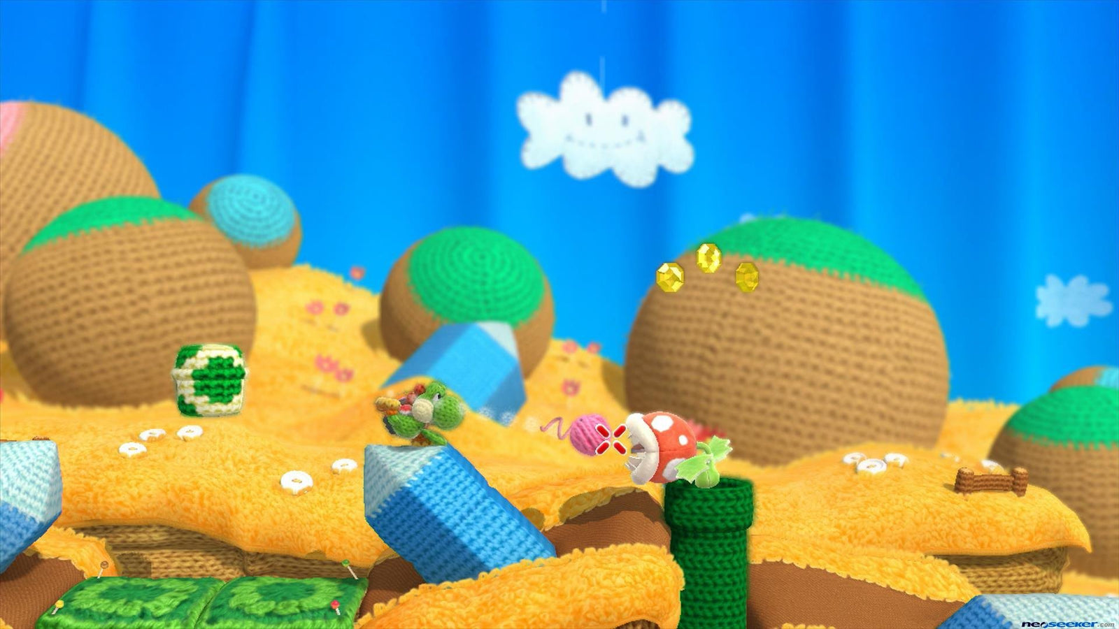Yoshi's Woolly World + Green Yarn Yoshi Amiibo [Nintendo Wii U] Nintendo Wii U Video Game Nintendo   
